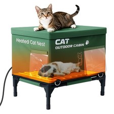 17"x13"x16" Outdoor Cat House Includes Heating Pad&ndash;Safe Shelter in Cold Weather