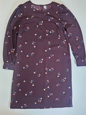 Old Navy Long Sleeve Shift Dress Womens Size XS Burgundy Pink Blue Ditsy Floral
