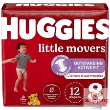 Huggies Little Movers Baby Disposable Diapers  Size 8 Count 12