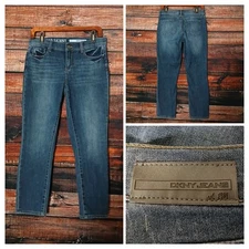 DKNY Jeans Size 4 Soho Skinny Ankle Crop Low Rise Dark Blue Denim Stretch 
