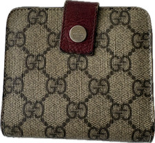 GUCCI GG Supreme PVC Bifold Wallet Red Authen...