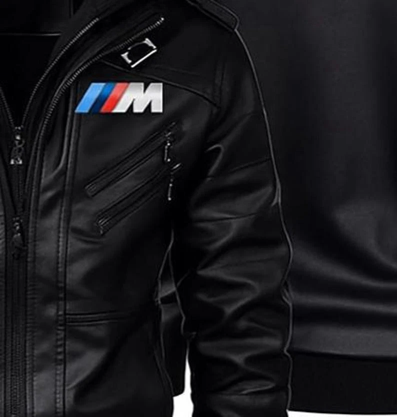 Customized Jet Black BMW Motorrad Schwabing Racing Leather Motorbike Jacket Hood - Image 3 of 4