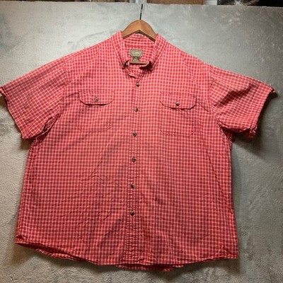 CE Schmidt Workwear Mens 2X Red Plaid Short Sleeve Button Down Cotton Shirt