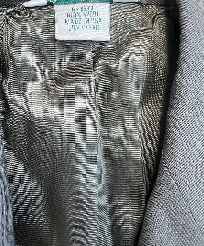 Austin Reed Blazer Womens Size 12 Vintage Gold Button 100% Wool Olive Green USA - Image 4 of 4