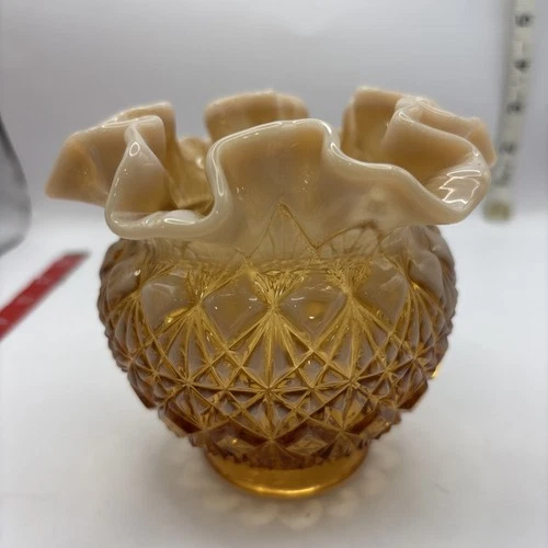 Fenton Old Virginia Glass Amber Vase
