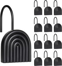 Sunlit Geometric Decorative Shower Curtain Hooks, Black 12 Pack