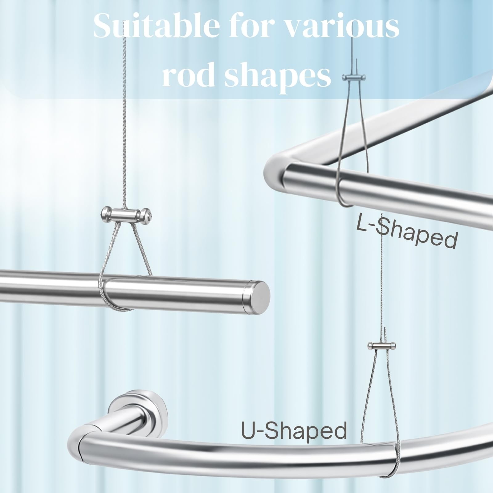 Support tringle rideau douche fixation plafond pour éviter les chutes - 2