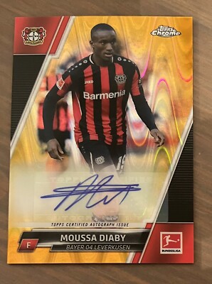 Topps Chrom Bundesliga 2021/22 BCA-MDI Moussa Diaby Gold Raywave Autokoffer Hit