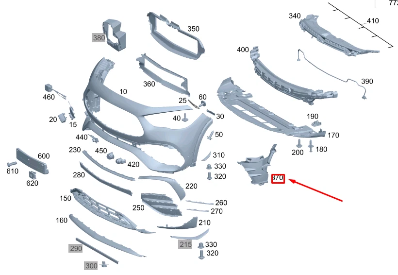 NEW MB GLA H247 FRONT BUMPER LEFT LOWER INNER TRIM A2478854305  