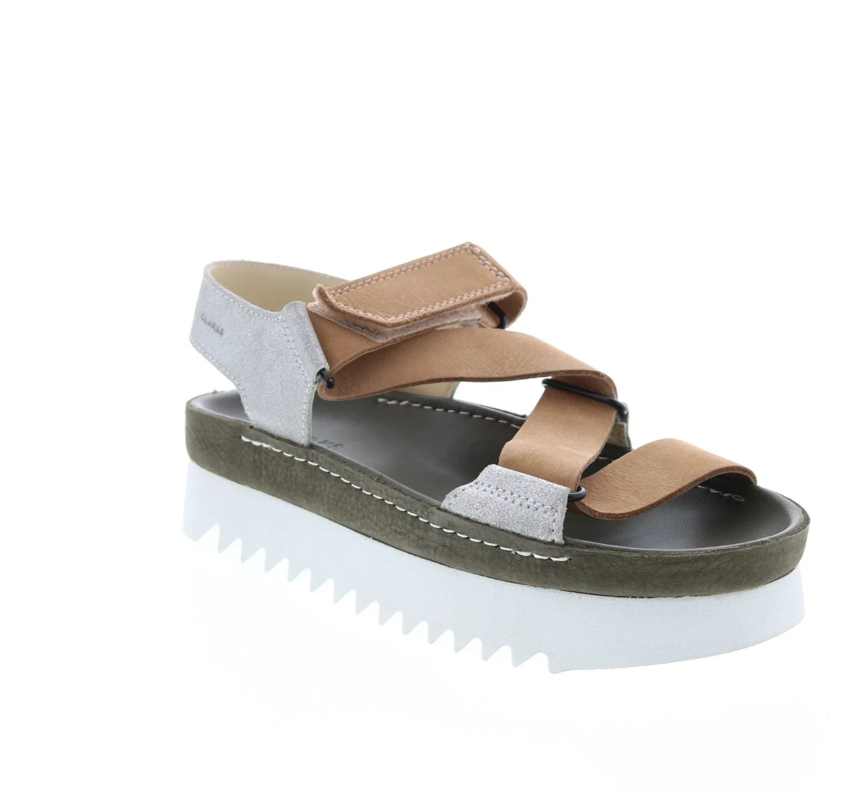 $170 NUOVI sandali Clarks Ranger elevati da donna in pelle argento scarpe 10