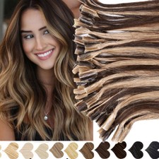 Thick Russian Flat Pre Bonded Remy Human Hair Extensions Nail U Tip Keratin 0.5g