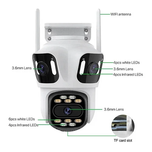 Wireless WiFi Bluetooth Security Camera Outdoor 1080P 3 Lens PTZ CCTV Home House - Picture 4 of 17