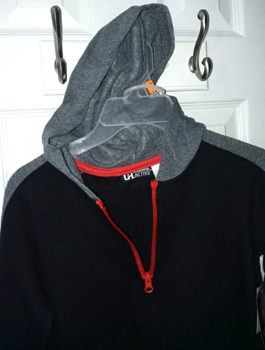 CA Clubhouse Active Boys Girls sz 14 2pc Half Zip Black Gray Hooded Sweatsuit - Picture 4 of 6