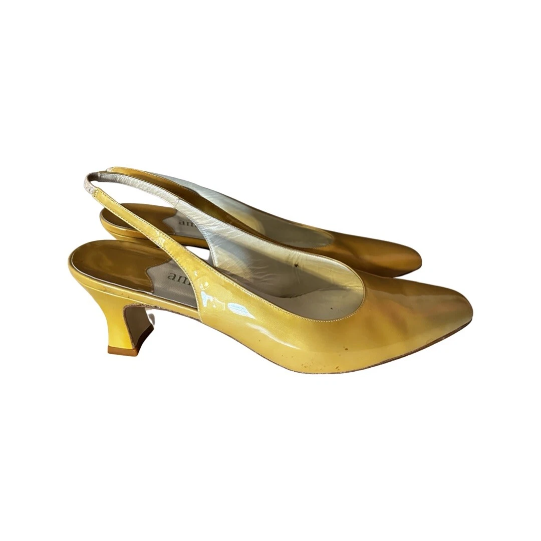 Amalfi Exclusively For Nordstrom leather Women s Gold Slingback Pumps 81 2 AA