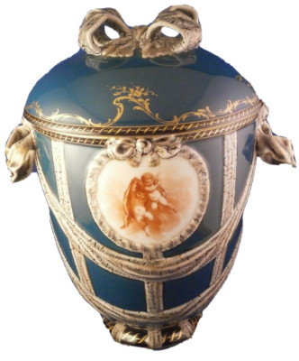 Antique 20thC KPM Berlin Seger Glaze Porcelain Vase & Lid Jar Porzellan German