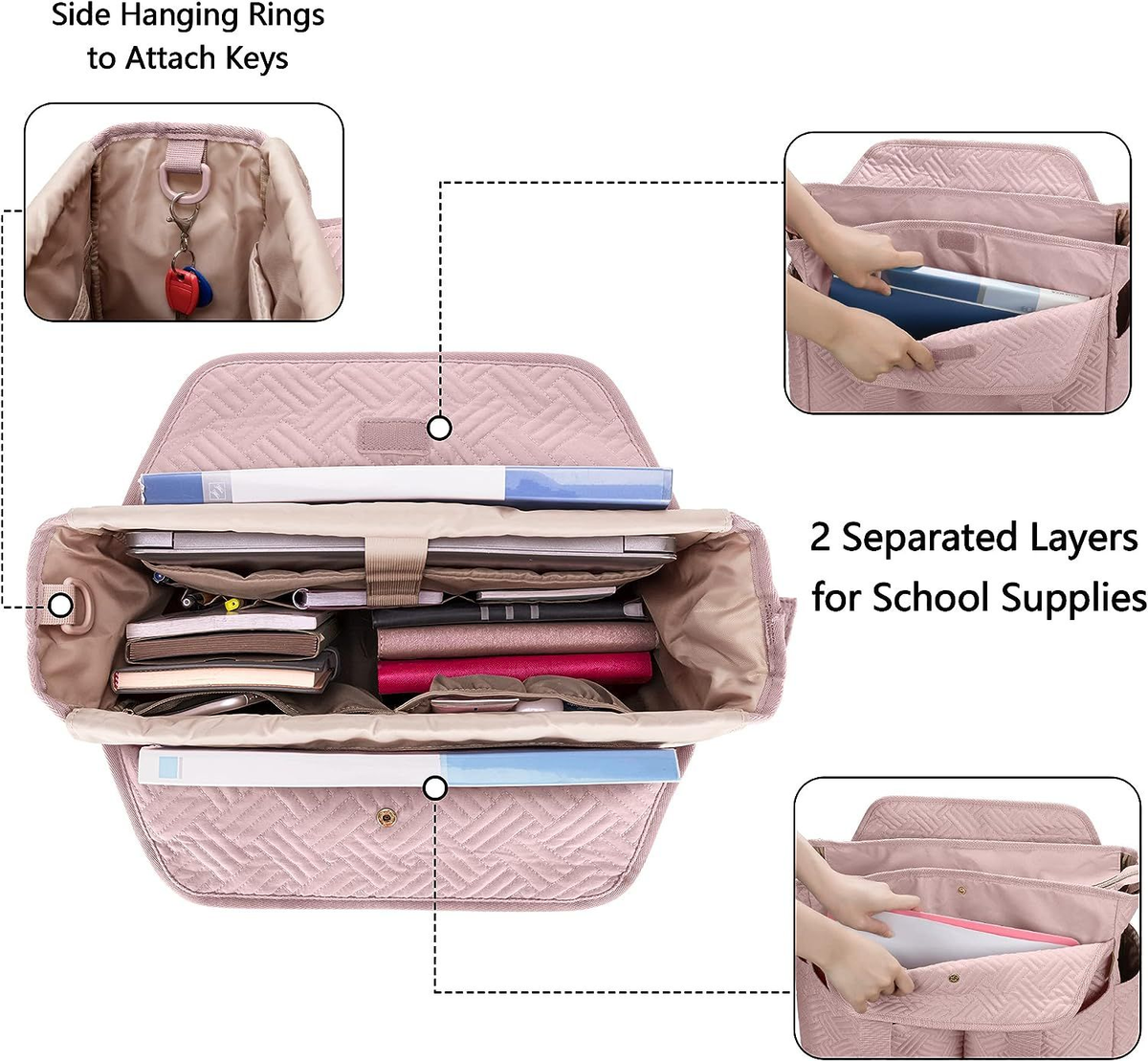 Teacher Supplies CURMIO Rolling Teacher Work Tote Bag On Wheels - Main Image