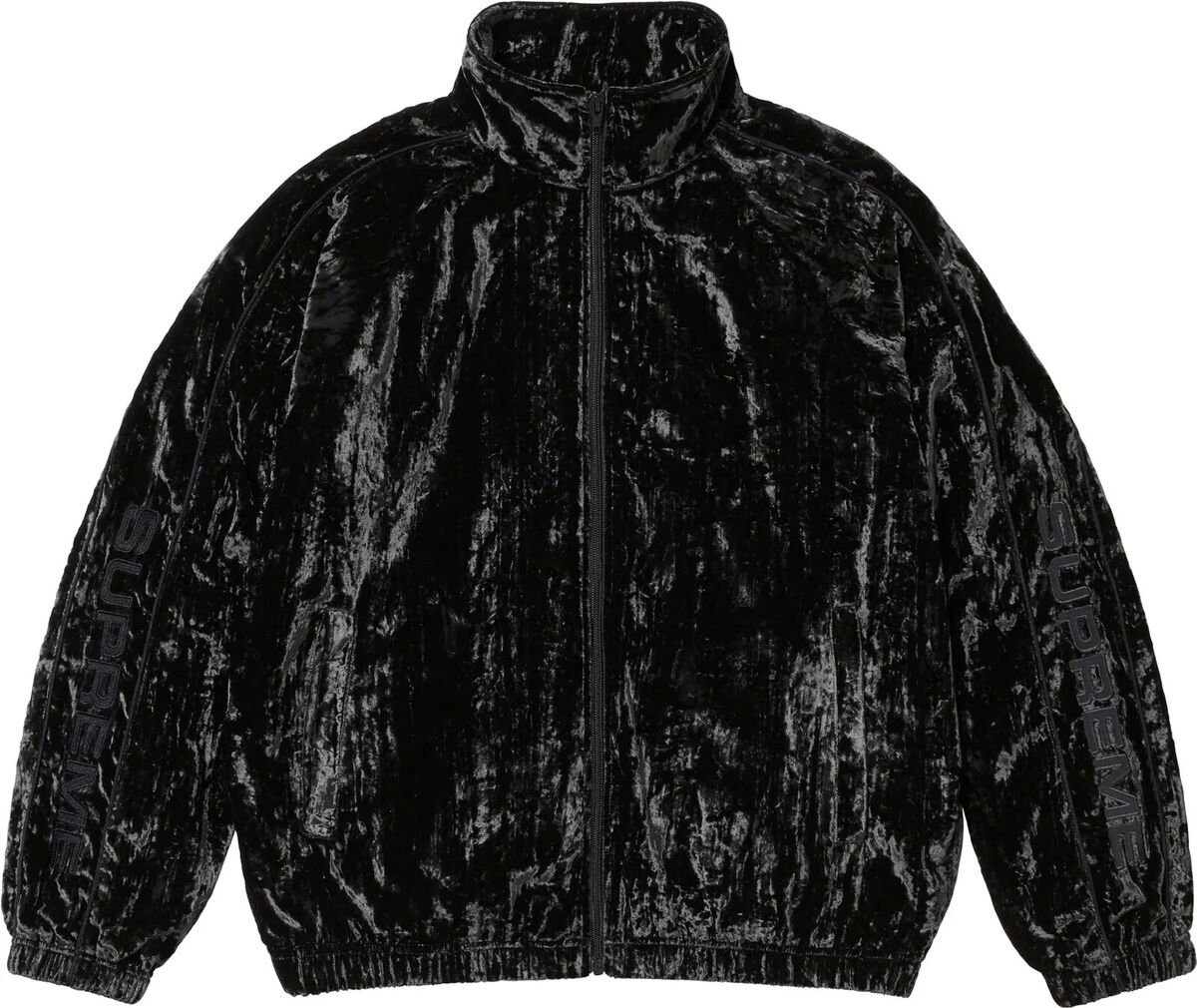 Supreme Crushed Velvet Track Jacket 2colors Black Olive Size Supreme Crushed Velvet Track Jacket 2colors Black Olive Size