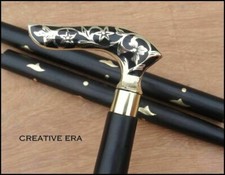 Antique Brass Victorian Handle Wooden Vintage Style Designer Walking Stick Cane