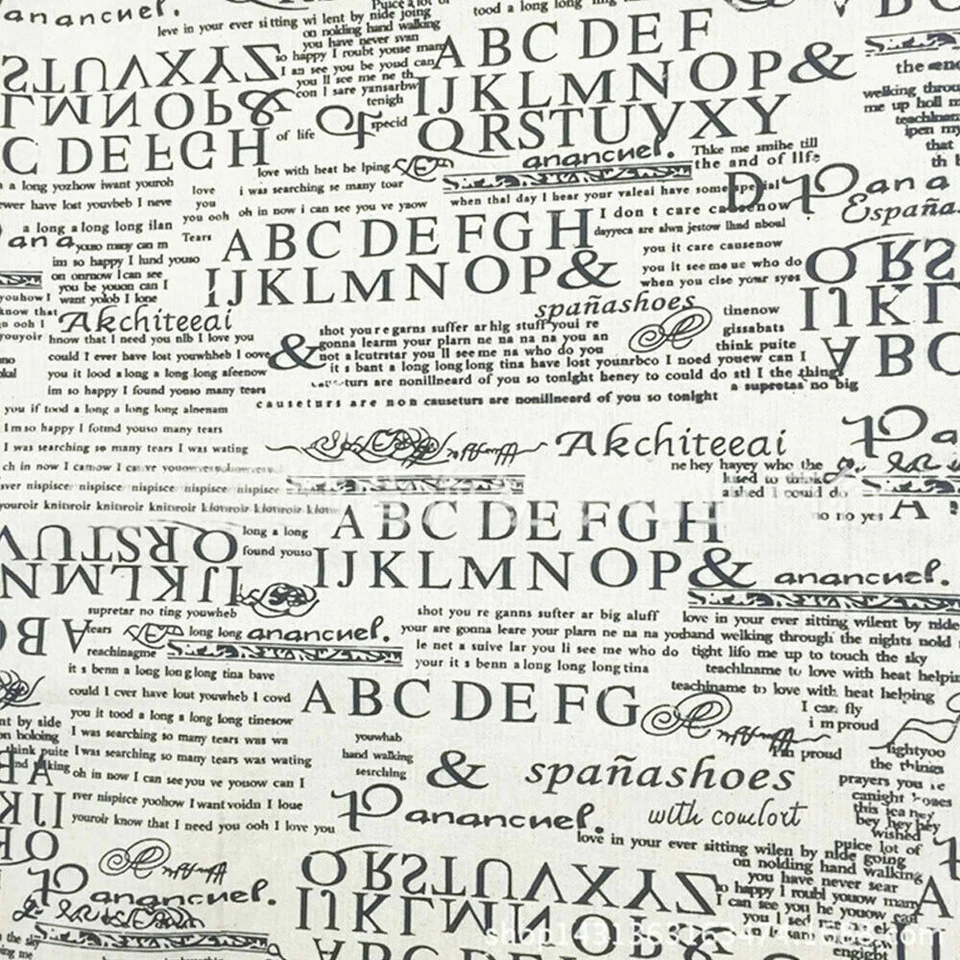 Retro Newspaper Print Fabric Cotton Linen DIY Handmade Sewing Textiles Material - Image 2 of 4