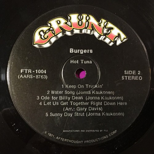Hot Tuna Burgers Grunt Records Vinyl LP eBay