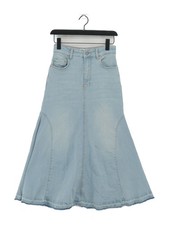 Ganni Women's Maxi Skirt UK 8 Blue 100% Cotton Long Maxi