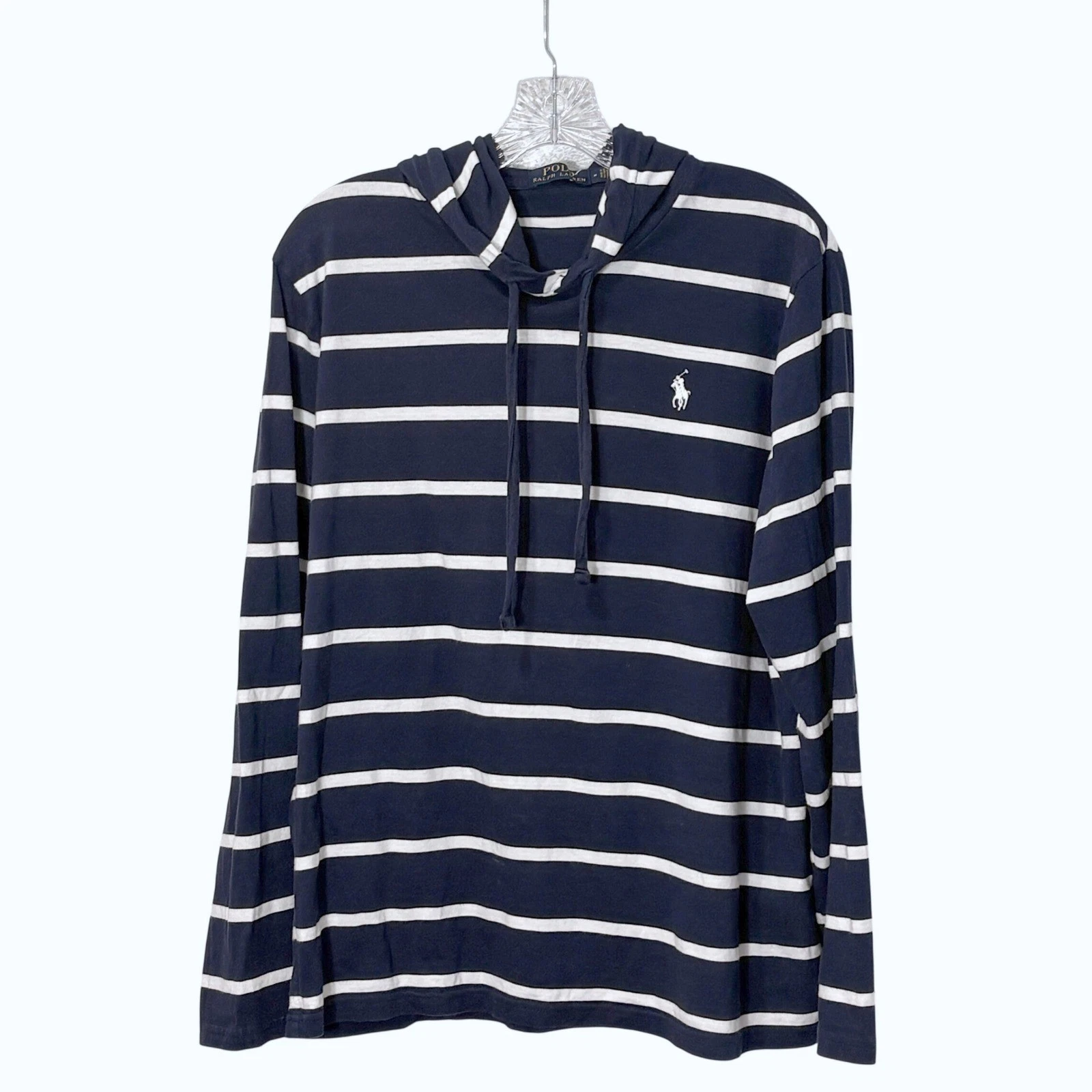 Polo Ralph Lauren Striped Lightweight Hoodie Women Medium Nautical Preppy Resort
