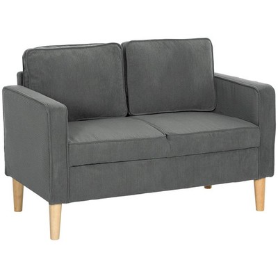 Kleines Zweisitzer Cord Sofa - Grau