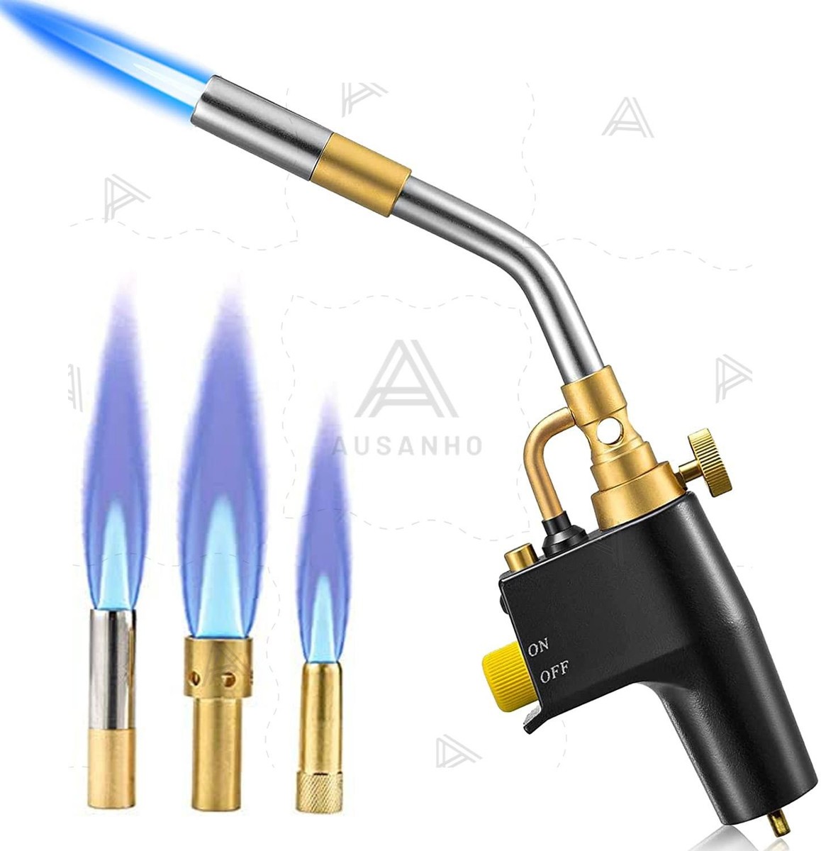 Propane Torch Head With Self-Ignition – Trigger Start, Cyclone Flame, Up To 3600°F – For Soldering, Brazing, Welding & Cooking