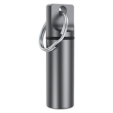 Small Pocket Pill Box Keychain, Aluminium Alloy Portable Mini Pack of 1, Grey