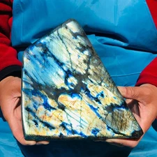 5.96LB Natural Labrador Moonstone Quartz Crystal Free Form Mineral Specimen