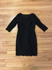 Talbots size 8 black with lace 3/4 sleeve and bodice dress