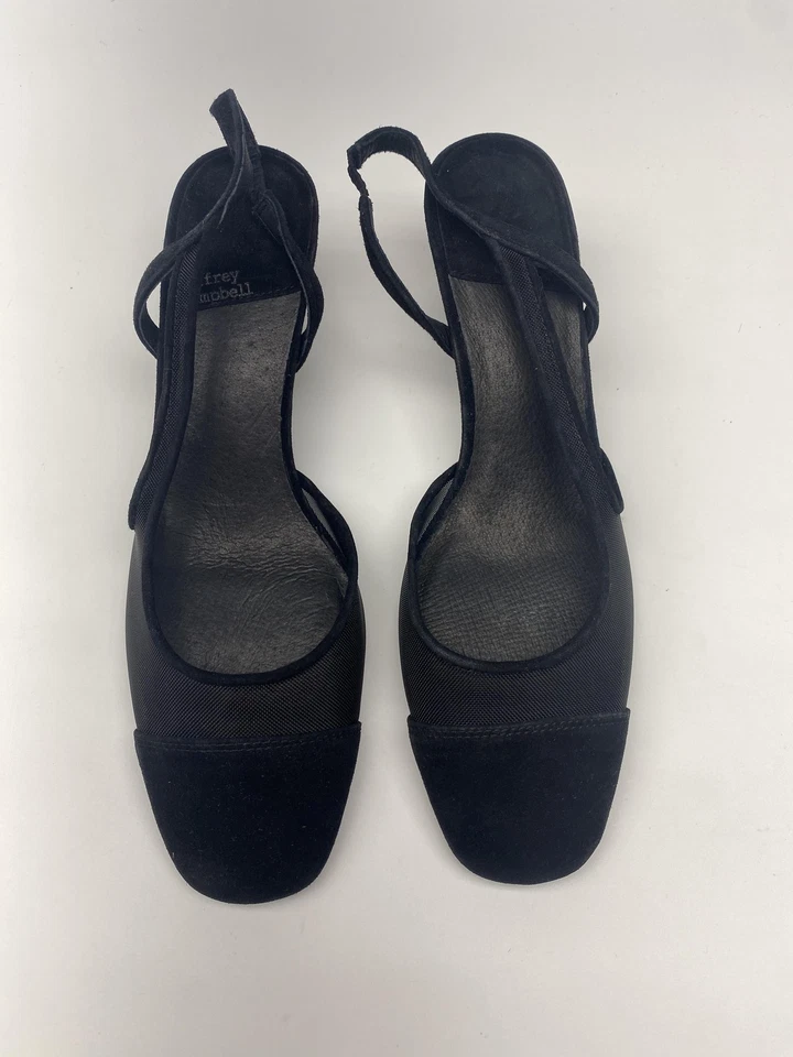 Jeffrey Campbell Mujer Thomnas Talla 7.5 Malla Gamuza Tacón Bloque Cordones Elegante Foto 2 de 4