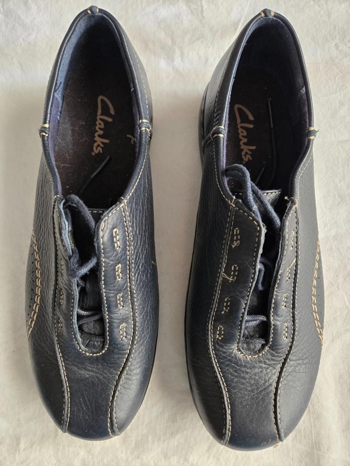 Scarpe mocassini Clarks nere donna viola stringate punta bicicletta taglia 8 #SH 2