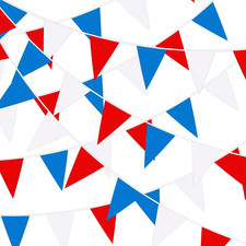 132 Ft Red White Blue String Flag Pennant Banner, 80pcs Triangle Bunting Flag Pe