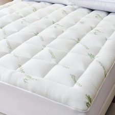 Memory Foam Mattress Topper Queen Cooling Bamboo Pillow Top for Back Pain Relief