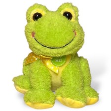 Walmart Croaking Music Frog Plush Green Yellow Bow 6 Stuffed WORKS See Video