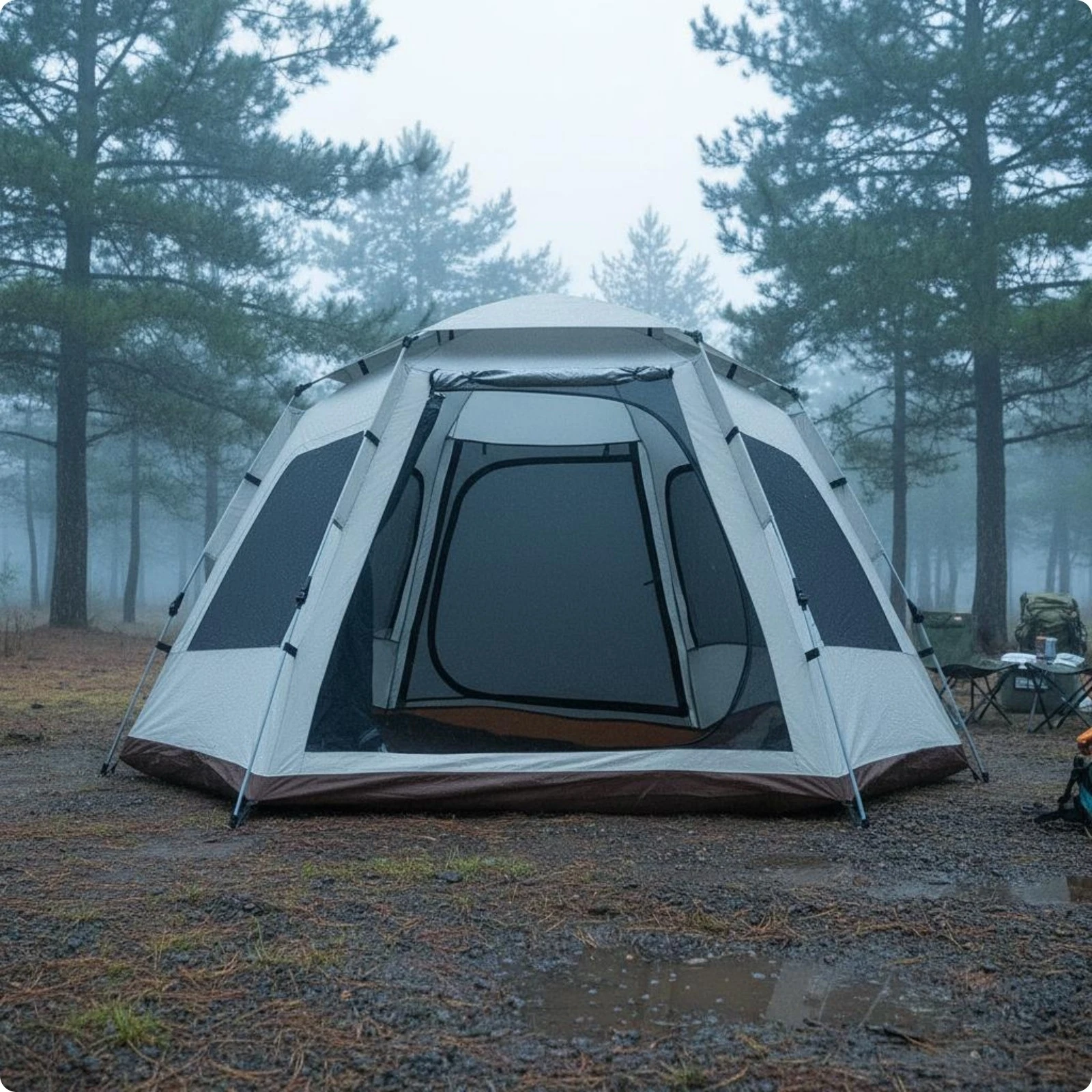 Hexagon Camping Tent Mesh Door Automatic Camping Tent Protection for Children