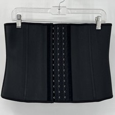 Waist Trainer Womens XL Black Latex Corset Waist Cincher Hourglass Cotton Lined