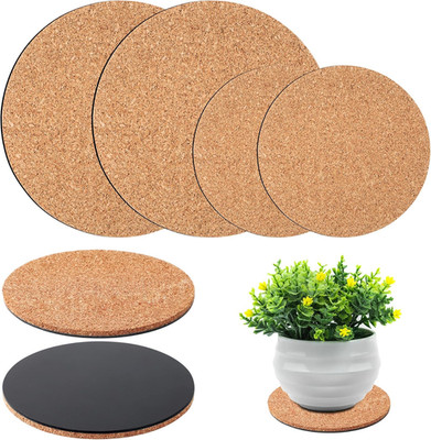 4-Pack Cork Plant Mats, round Cork Coasters for Garden Pots and DIY Crafts, 4 In