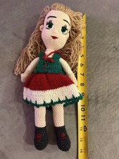 Crochet Baby Doll, Handmade Cotton Amigurumi Plush, 14"