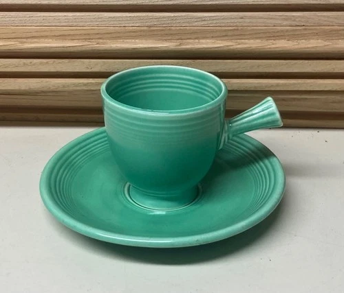 Vintage Homer Laughlin FIESTA 1930's GREEN After Dinner Demitasse Cup & Saucer