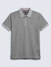 Tommy Hilfiger Men's Classic Fit Signature Quarter Zip Short Sleeve Polo