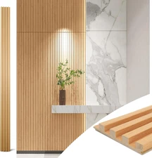 Slat Wood Wall Paneling for Interior and Ceiling Decoration - Pack of 4Pcs + 1Pc