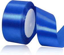 Solid Color Blue Satin Ribbon, 1-1/2 Inches x 25 Yards Fabric Satin Ribbon for G