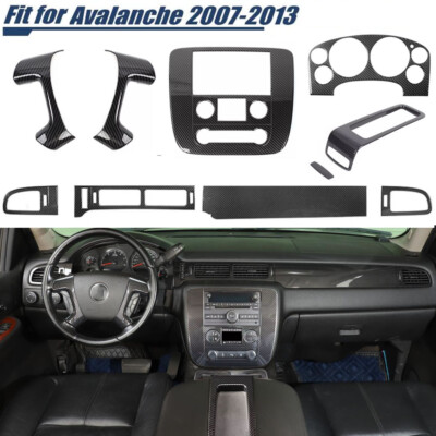  9x Carbon Fiber Console Dash Steering Wheel Cover Trim For Chevy Suburban 07-13