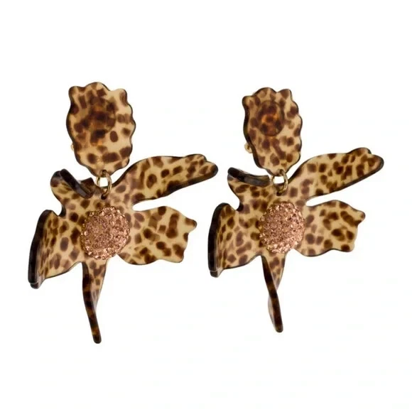 Pendiente LELE SADOUGHI Cristal Lirio Estampado Leopardo. Venta al por menor $198 Foto 2 de 4