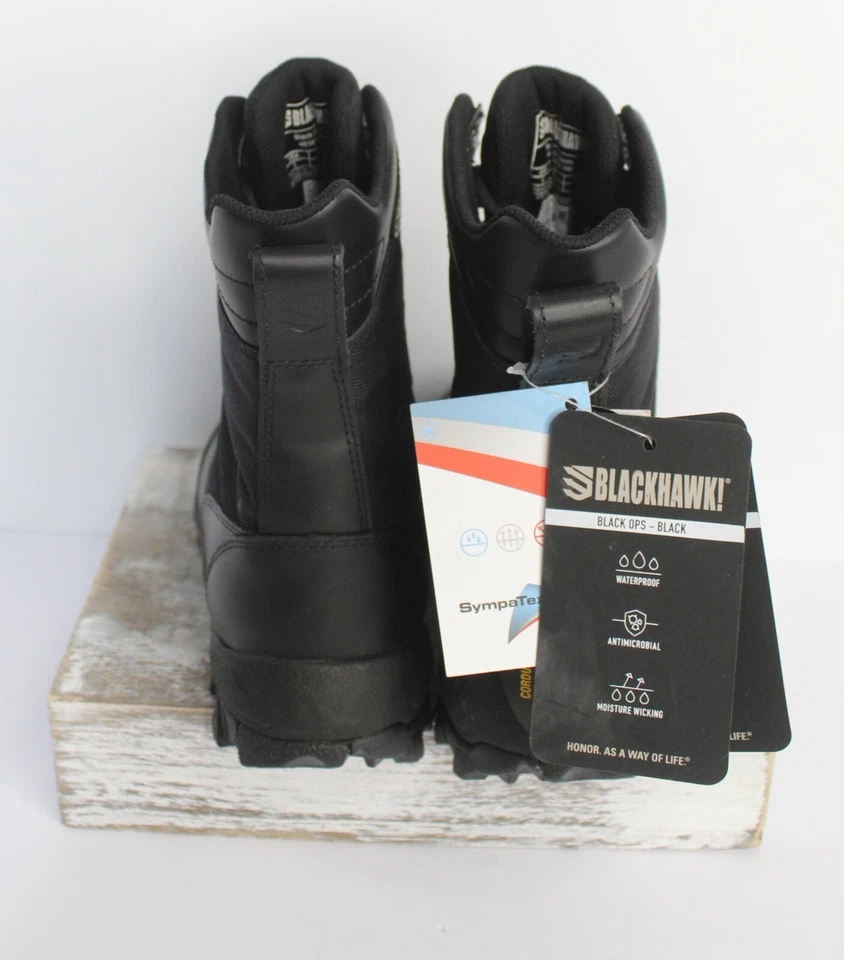 BLACKHAWK! Combat Boots Men's Size 5 Black Ops Leather Waterproof Cushioned - Image 3 of 4