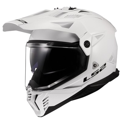 LS2 Blaze II Solid Adventure Motorcycle Helmet Gloss White Small