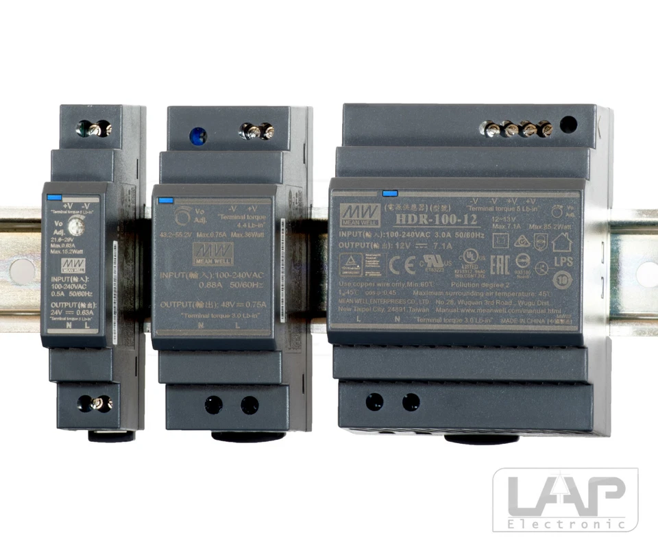 HDR MeanWell Hutschienen Netzteil Stromversorgung Trafo LED DIN 5V 12V 24V 48V - Bild 1 von 1