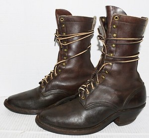 White\'s Hathorn Boots Dark Brown Leather Packer Work Boots‎ Lace up Men\'s Size 8 VTG White main image 2